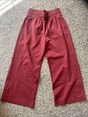 Wide Leg Drawstring Pants in Burnt Orange